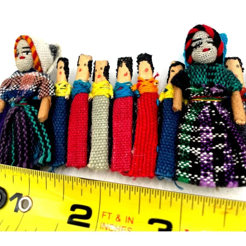 Handmade Guatemalan Worry Doll Craft Ribbon Colorful Traditional Outfits